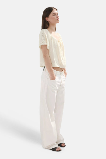 Blouse met korte mouwen - ecru