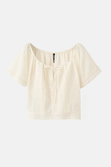 Blouse à manches courtes - écru