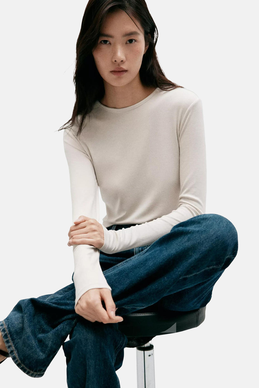 T-shirt met lange mouwen - beige