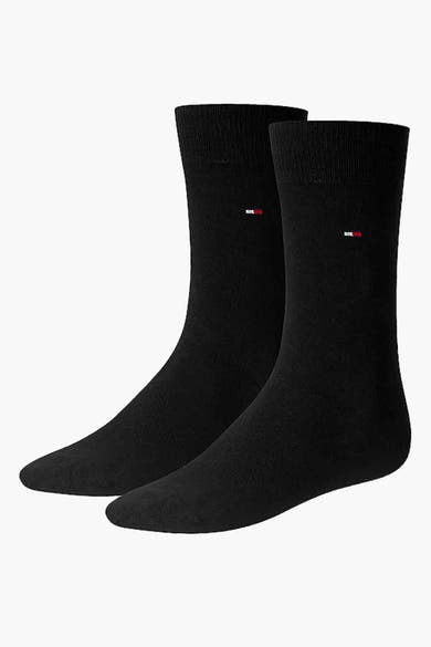 Chaussettes noires de TOMMY JEANS, en coton, avec le logo discret près du bord supérieur.