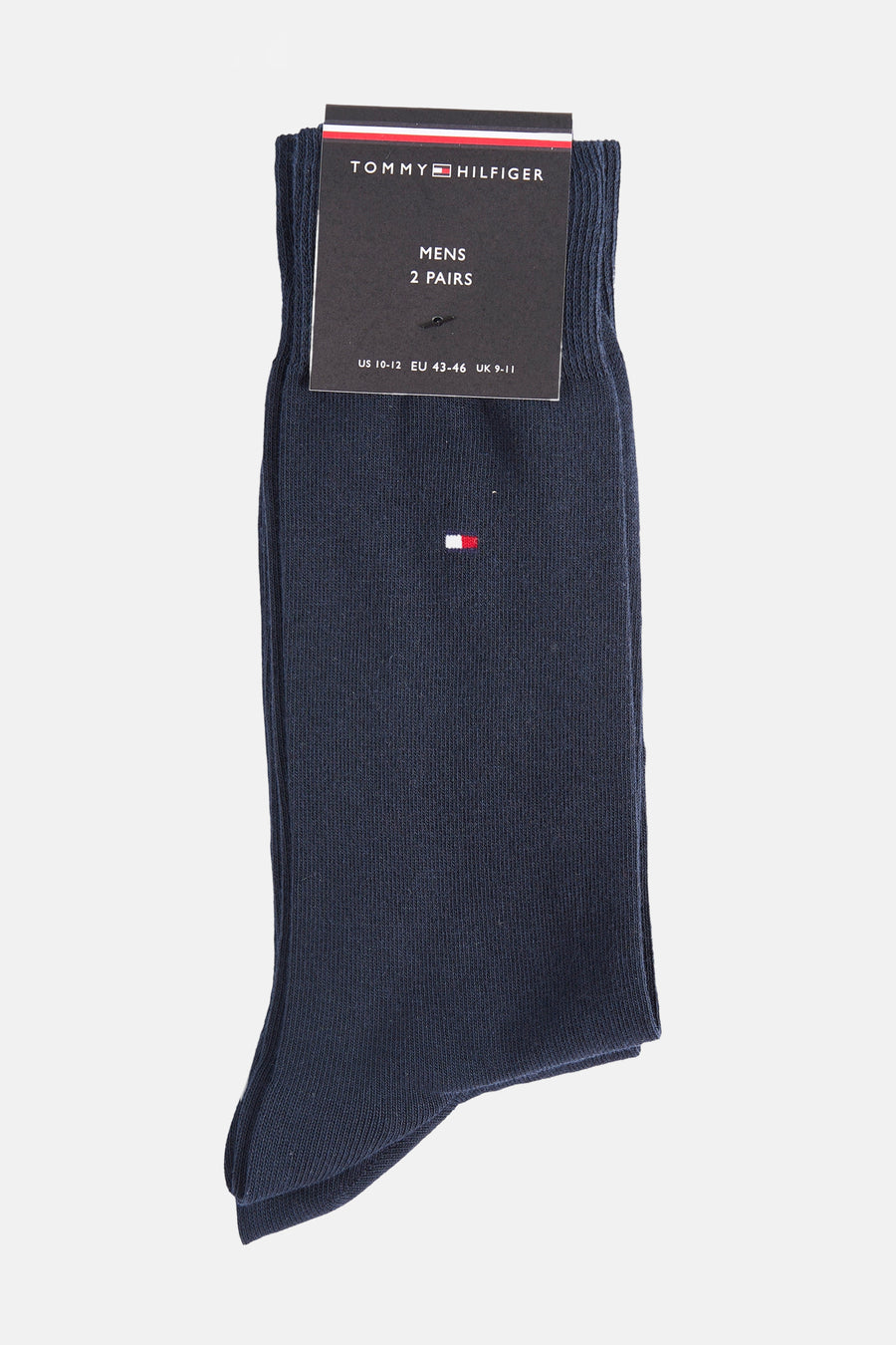 Chaussettes courtes bleu foncé Tommy Jeans avec logo sur le côté et étiquette « 2 paires »
