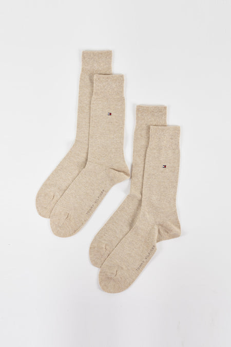 TOMMY JEANS beige sokken, twee paren in gemengde katoen met het merklogo op op de.