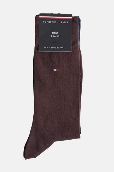 Bruine sokken in een set van twee paar van Tommy Jeans, met geborduurd logo en label.