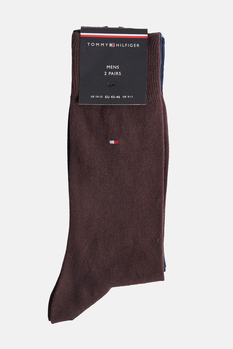 Bruine sokken in een set van twee paar van Tommy Jeans, met geborduurd logo en label.