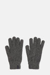 Gants gris en maille de BARTS, texture chinée, présentés à plat sur fond uni.
