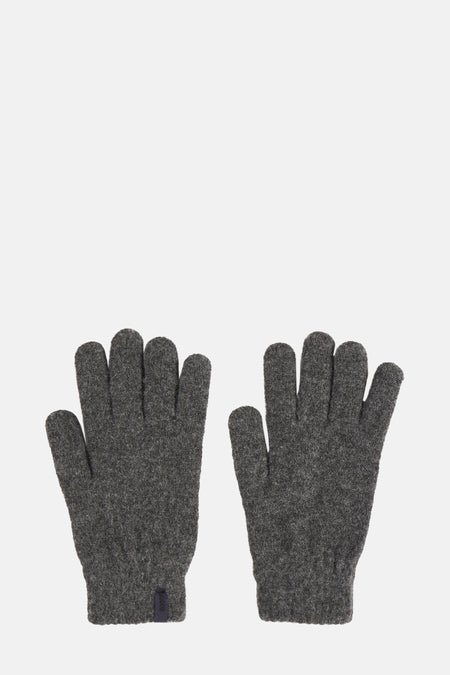 Grijze wollen handschoenen van BARTS, zichtbare vilttextuur en marineblauwe logolabel.