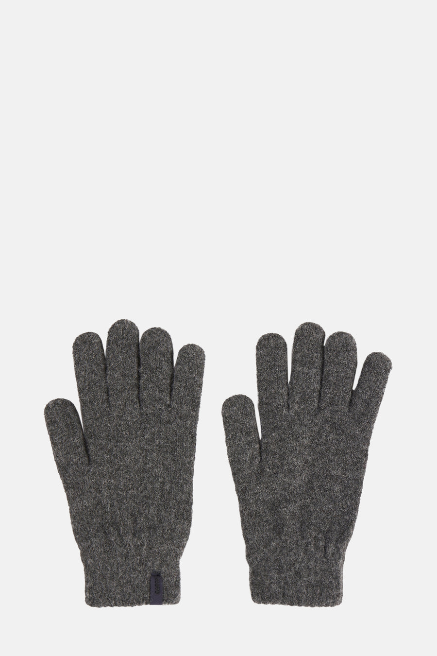 Gants gris en maille de BARTS, texture chinée, présentés à plat sur fond uni.
