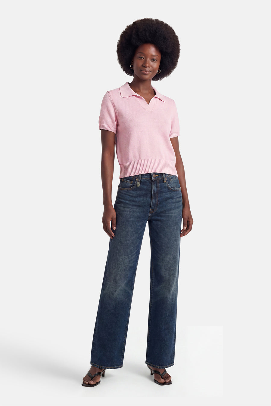 Pull met korte mouwen - roze