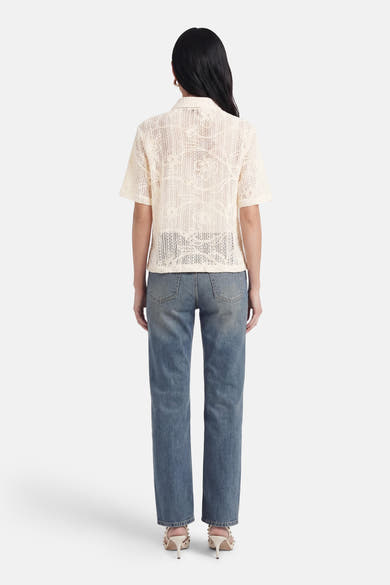 Blouse met korte mouwen - beige