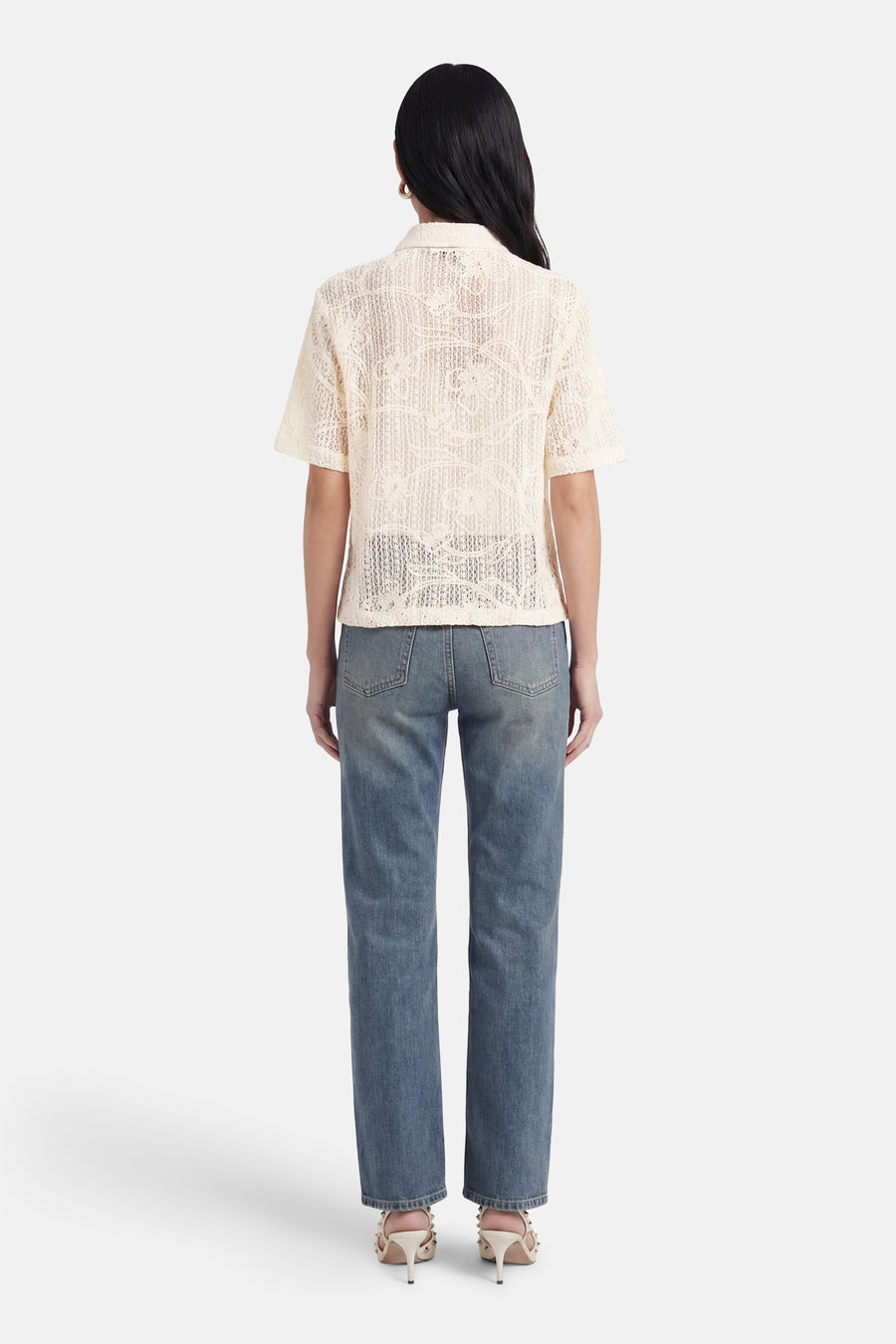 Blouse met korte mouwen - beige