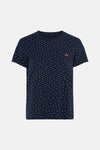 T-shirt bleu à pois blancs de Levi's® avec logo rouge sur poitrine, vue frontale