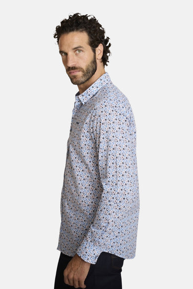 Chemise à manches longues multicolore de DELAHAYE, à motif floral et coupe ajustée.