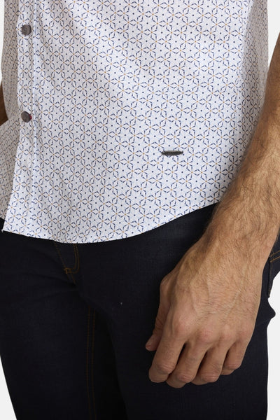 Chemise à manches longues multicolore de DELAHAYE, avec motif géométrique et détails boutonnés.