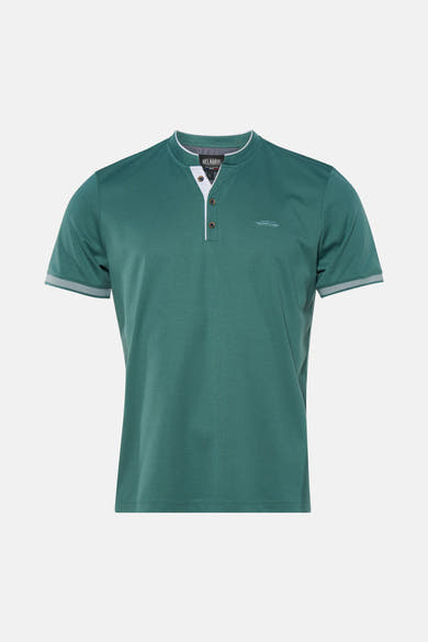 Groen T-shirt met korte mouwen van DELAHAYE met knoopsluiting en geborduurd logo.