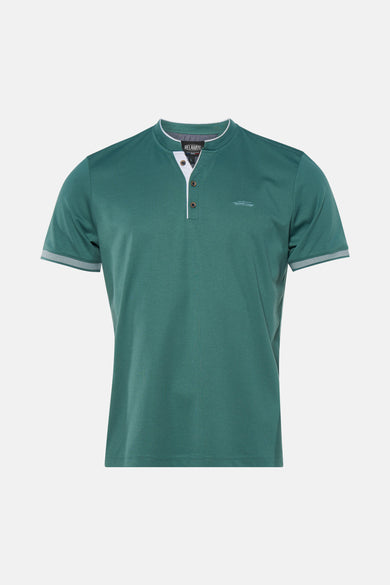 Groen T-shirt met korte mouwen van DELAHAYE met knoopsluiting en geborduurd logo.