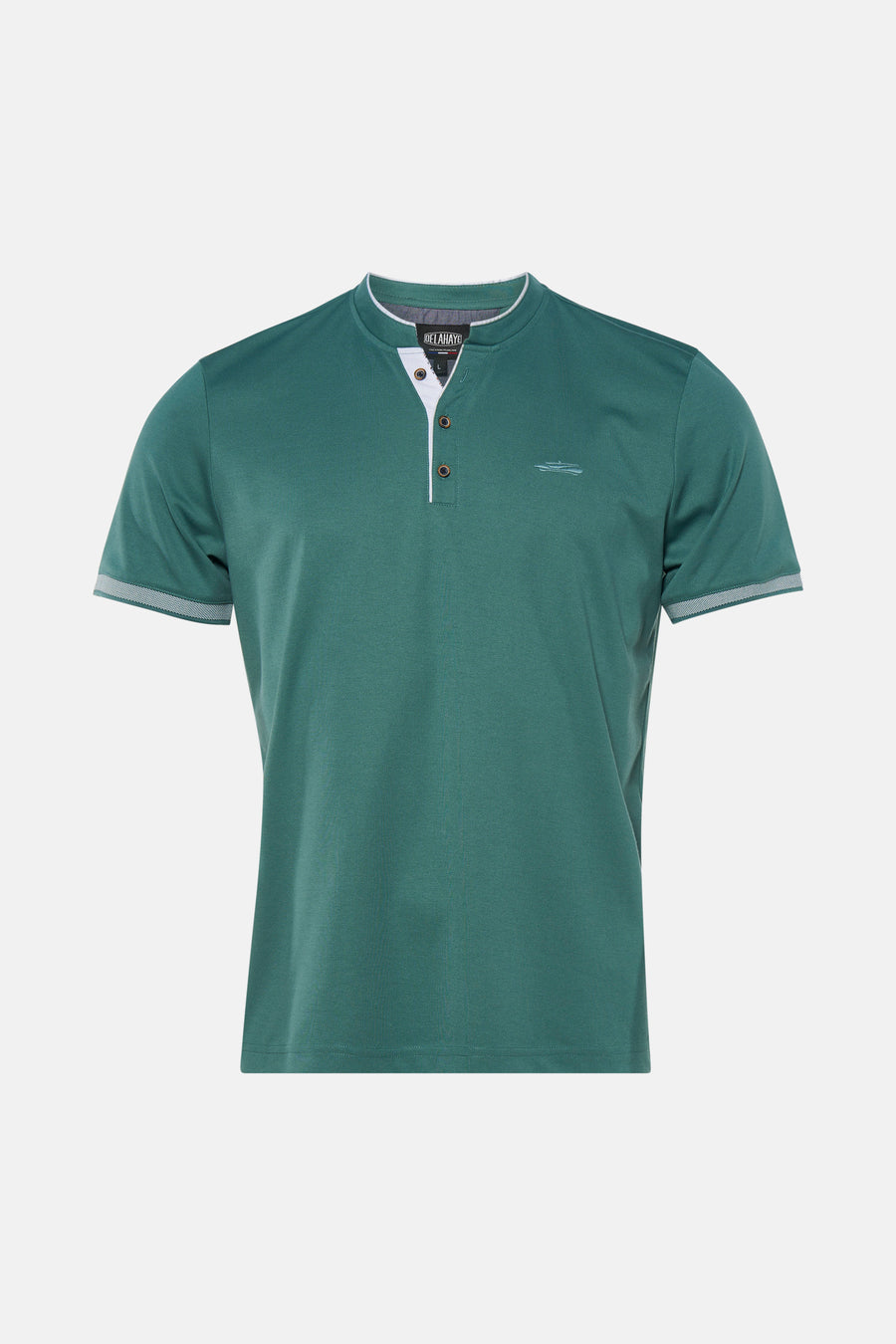 Groen T-shirt met korte mouwen van DELAHAYE met knoopsluiting en geborduurd logo.