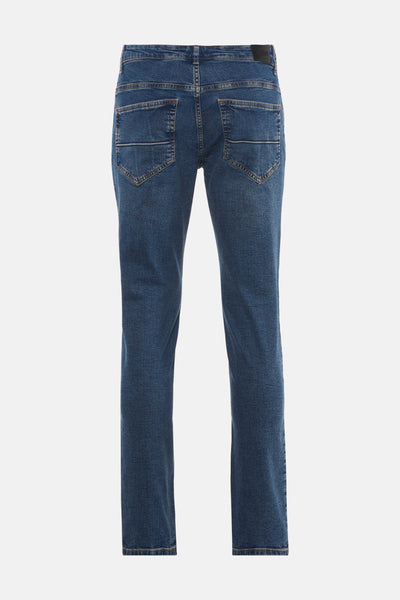 Rechte blauwe jeans van DELAHAYE, met opgestikte achterzakken en een rechte pasvorm.