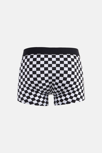 Boxer noir par DELAHAYE, motif à carreaux noir et blanc sur l'ensemble du sous-vêtement.