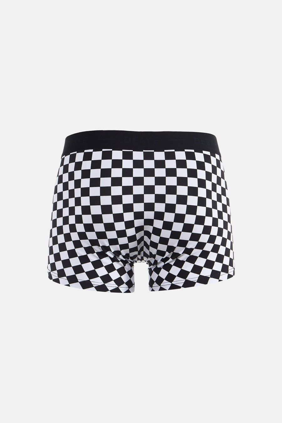 Boxer noir par DELAHAYE, motif à carreaux noir et blanc sur l'ensemble du sous-vêtement.