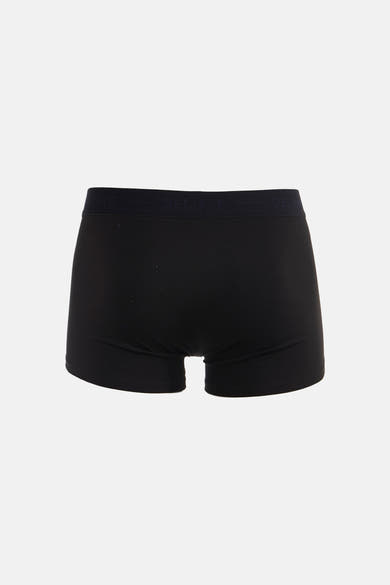 Zwarte boxer van DELAHAYE, effen model met een elastische tailleband met logo, achterzijde.