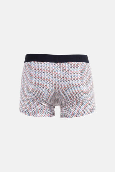 Bedrukte boxer met patroon van Delahaye, met een marineblauwe elastische tailleband.