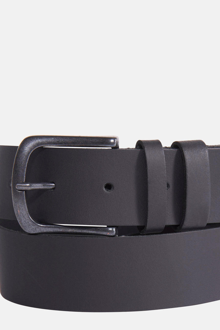 Ceinture noire en cuir de Petrol Industries avec boucle en métal argenté vieilli.