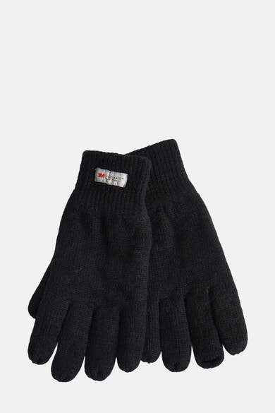 Gants noirs en laine par Access® avec étiquette 3M Thinsulate sur le dessus.