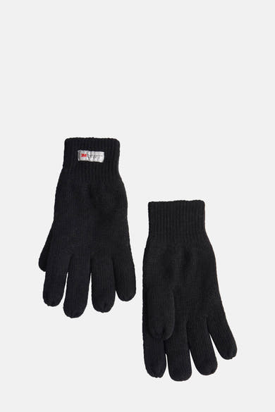 Gants noirs Access®, avec étiquette 3M Thinsulate, en tricot texturé.