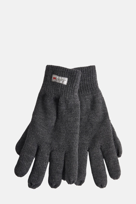 Grijze gebreide handschoenen Access® met Thinsulate-label aan de bovenkant.