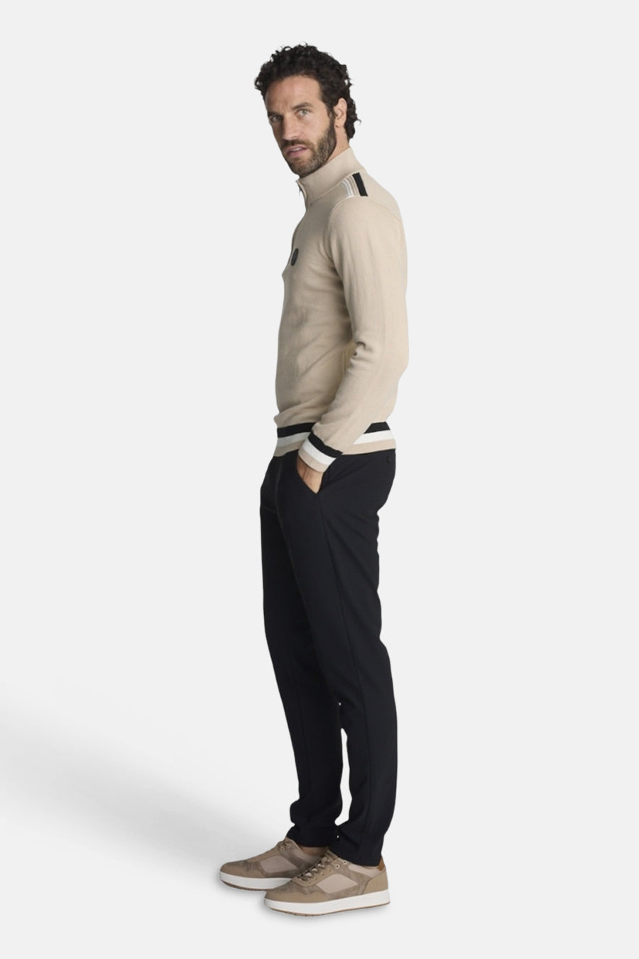Pull met rolkraag - beige