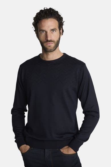 Pull col rond bleu - DELAHAYE