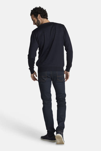Pull col rond bleu - DELAHAYE