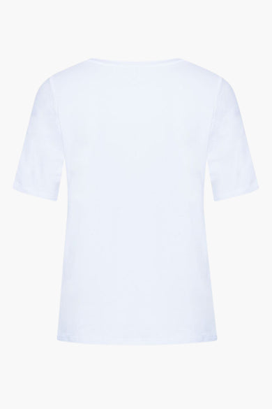 T-shirt blanc à manches courtes de More & More, uni, sur fond blanc.