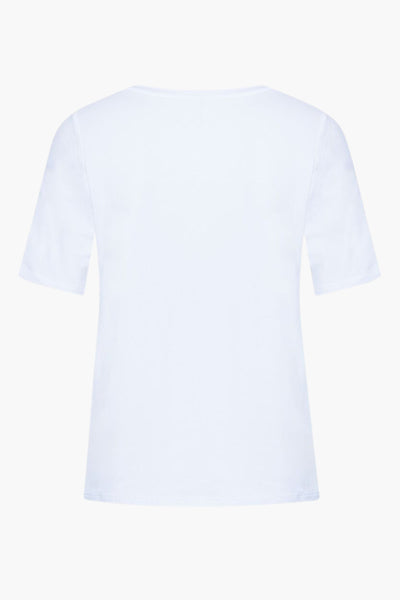 T-shirt blanc à manches courtes de More & More, uni, sur fond blanc.
