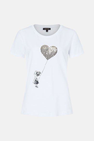 Wit T-shirt met korte mouwen van MORE & MORE, effen, op neutrale achtergrond.