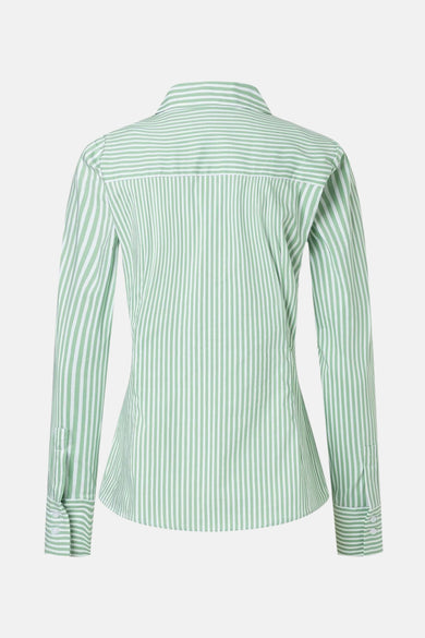 Chemise à manches longues verte à rayures blanches de More & More, vue de dos.