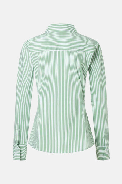 Chemise à manches longues verte à rayures blanches de More & More, vue de dos.