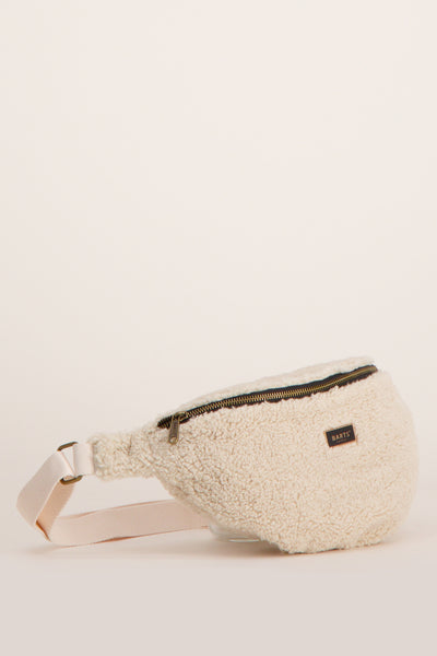 Sac à bandoulière en fausse fourrure écru de BARTS, avec fermeture éclair et bandoulière réglable.