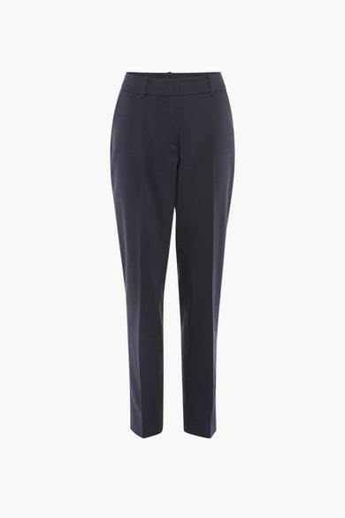 Pantalon bleu de MORE & MORE, coupe classique et jambe droite, sur fond blanc.