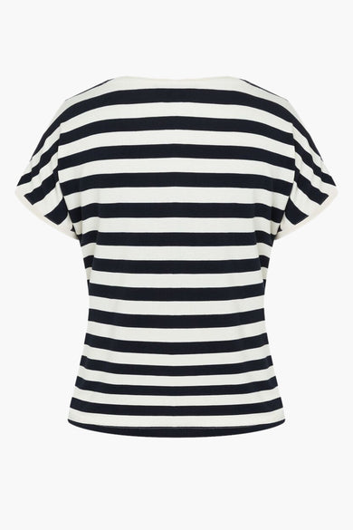 T-shirt à manches courtes bleu et blanc rayé de MORE & MORE, vue arrière.