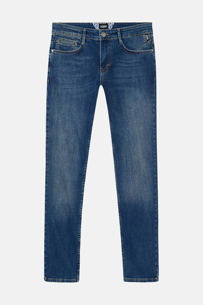 Jean en denim bleu foncé de DELAHAYE.