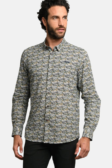 Chemise imprimée à manches longues de DELAHAYE, motif floral discret sur fond clair.