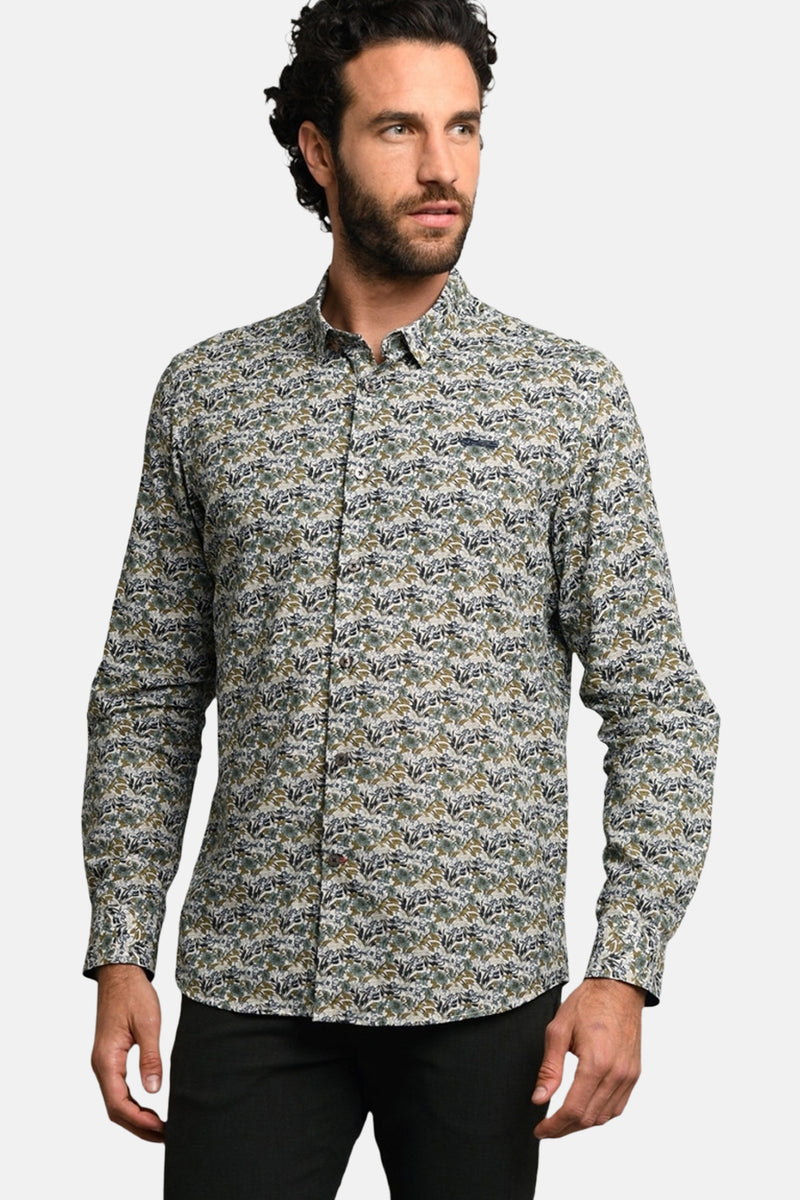 Chemise imprimée à manches longues de DELAHAYE, motif floral discret sur fond clair.