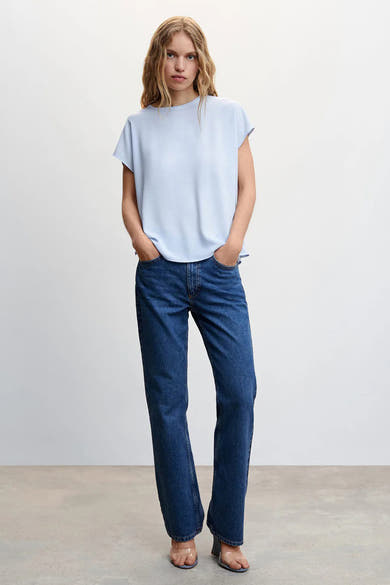 Blouse &agrave; manches courtes - bleu