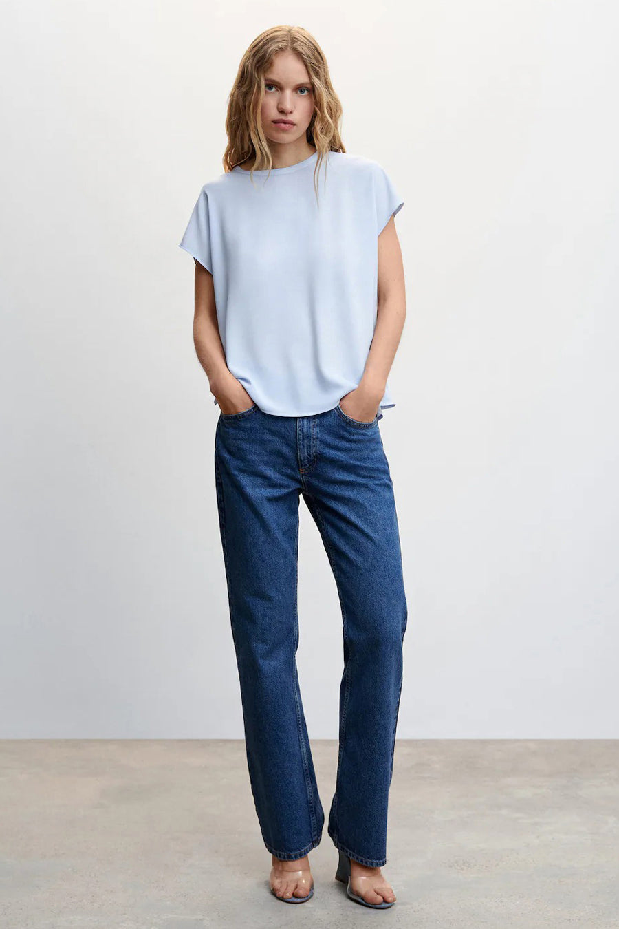 Blouse &agrave; manches courtes - bleu
