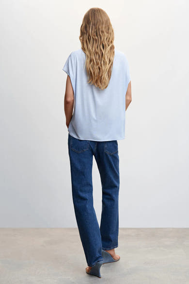 Blouse &agrave; manches courtes - bleu