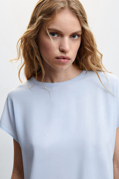 Blouse &agrave; manches courtes - bleu
