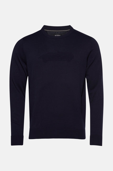 Pull col rond Bleu - DELAHAYE