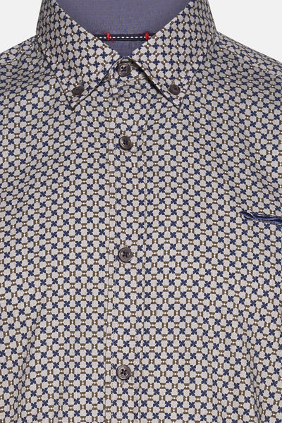 Multikleurig overhemd van DELAHAYE met all-over bloemenprint en donkere knopen.