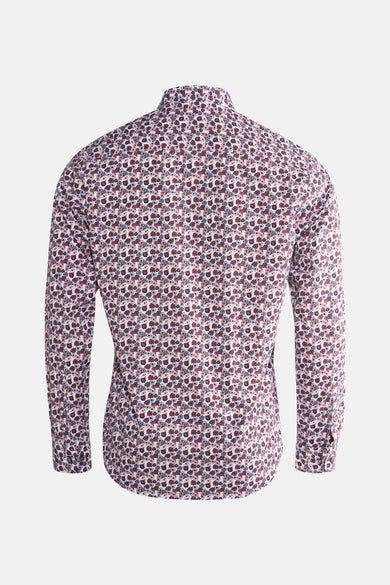 Chemise multicolore de DELAHAYE, à motif floral, vue de dos.
